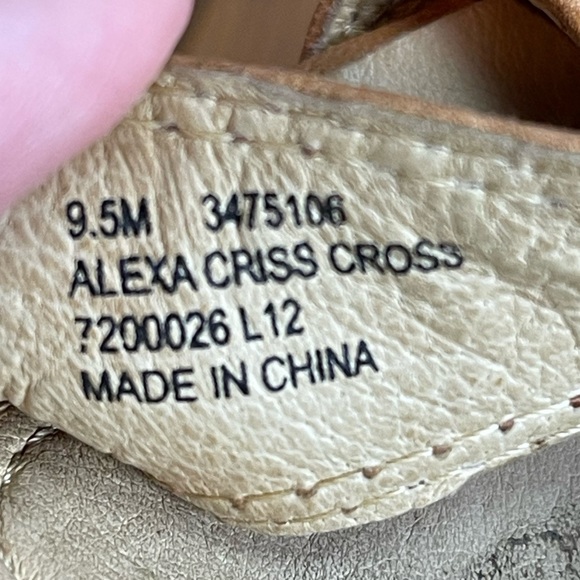 Frye Alexa cross cross tan leather wedge sandals size 9.5M - Picture 10 of 11